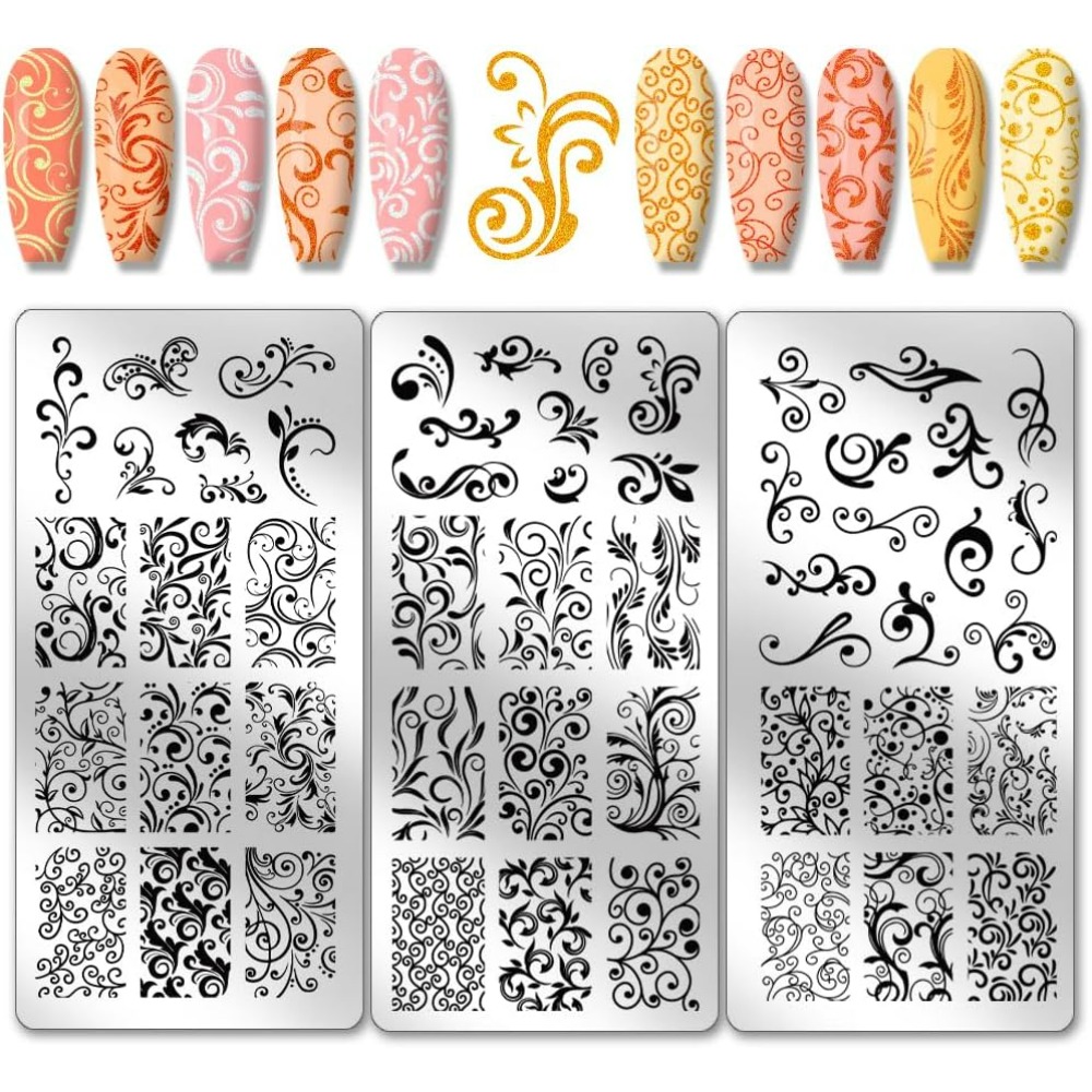 3pcs Swirl Pattern Nail Art Te - Nail Art Stamping Kit 评论和价格
