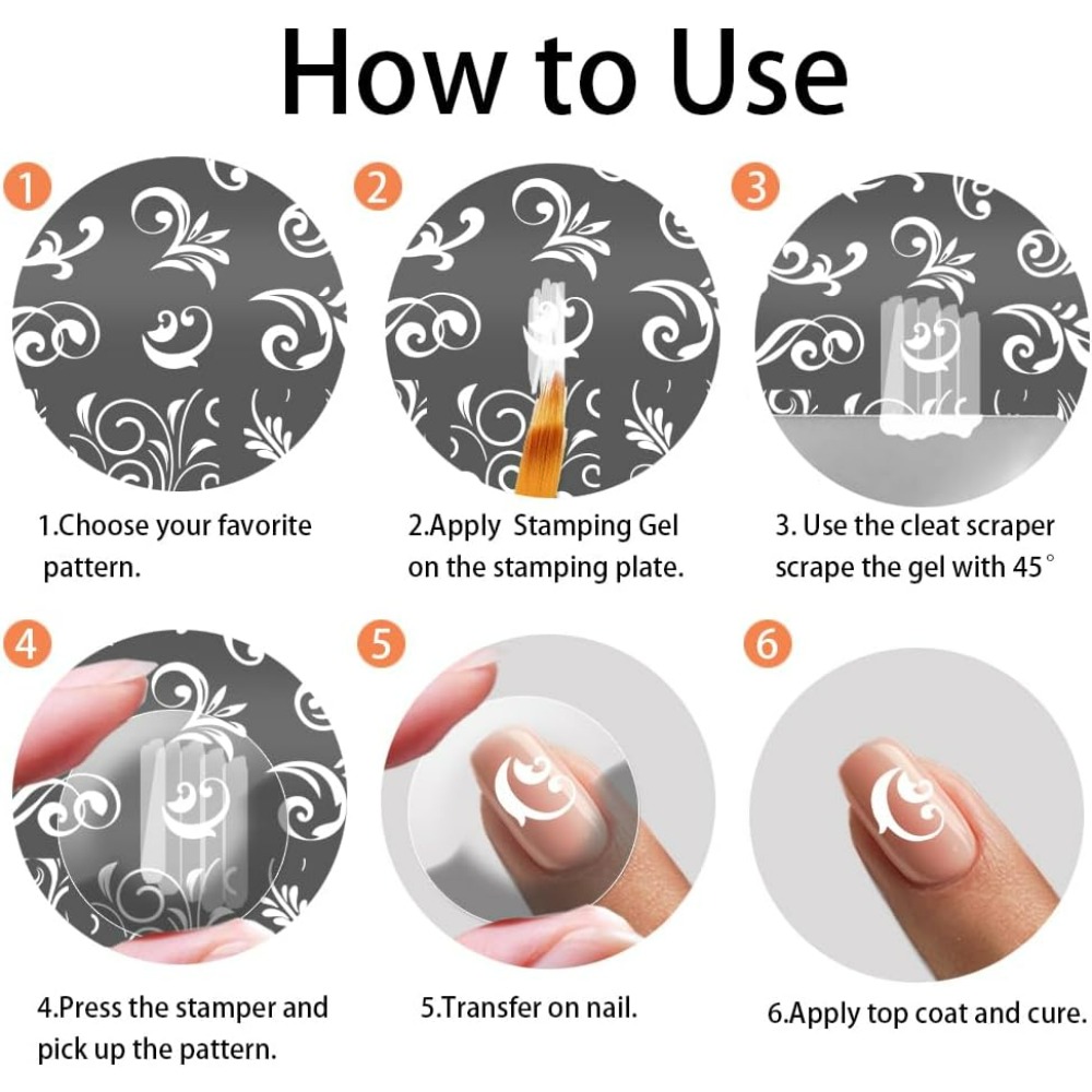 3pcs Swirl Pattern Nail Art Te - Nail Art Stamping Kit 评论和价格