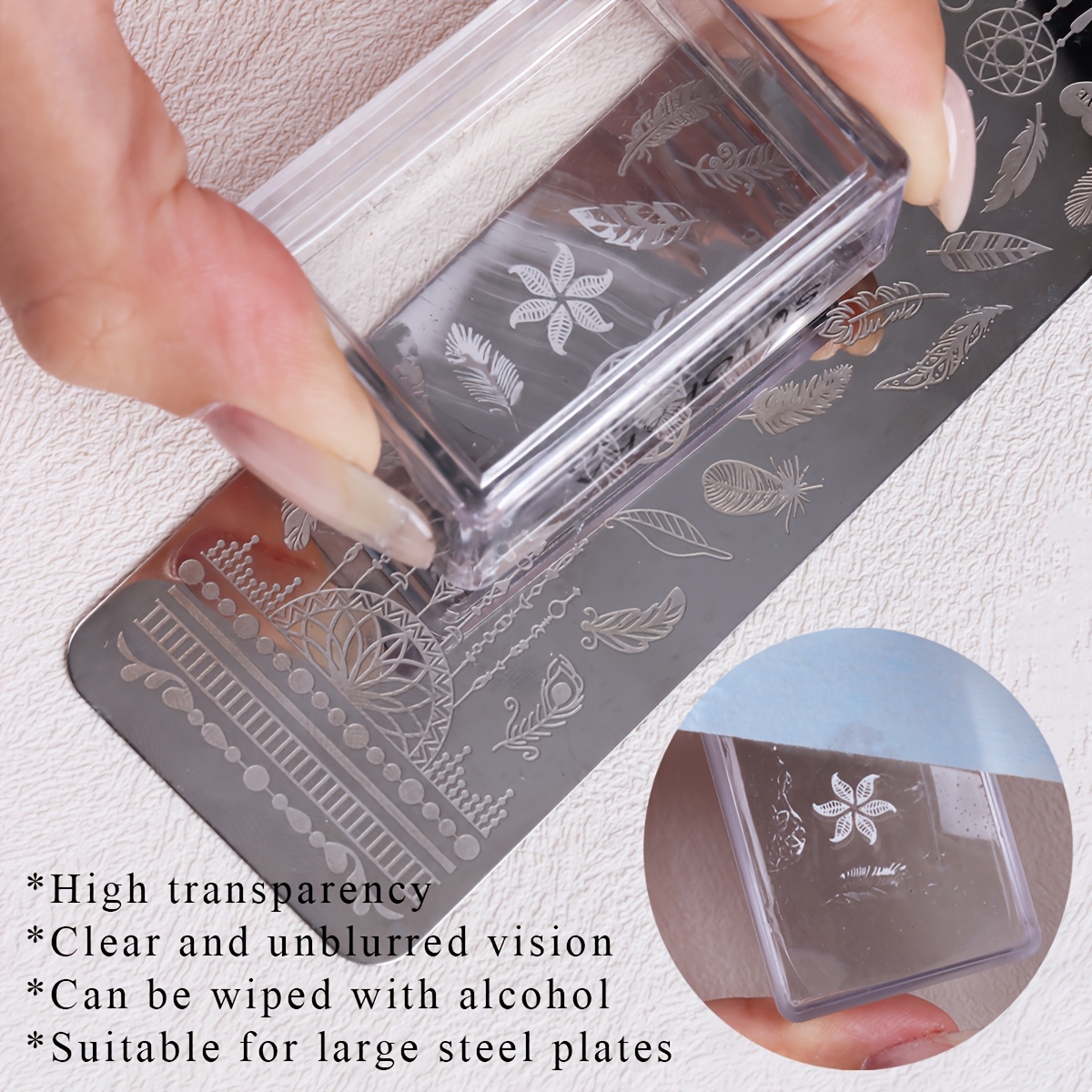 Square Clear Silicone Nail Sta - Nail Art Stamping Kit 评论和价格