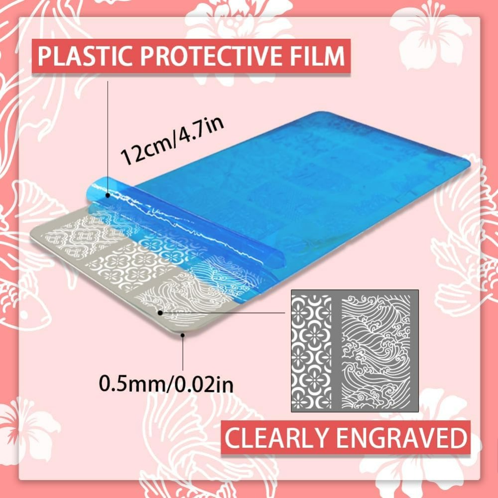 3pcs Koi Nail Stamping Plates  - Nail Art Stamping Kit 评论和价格