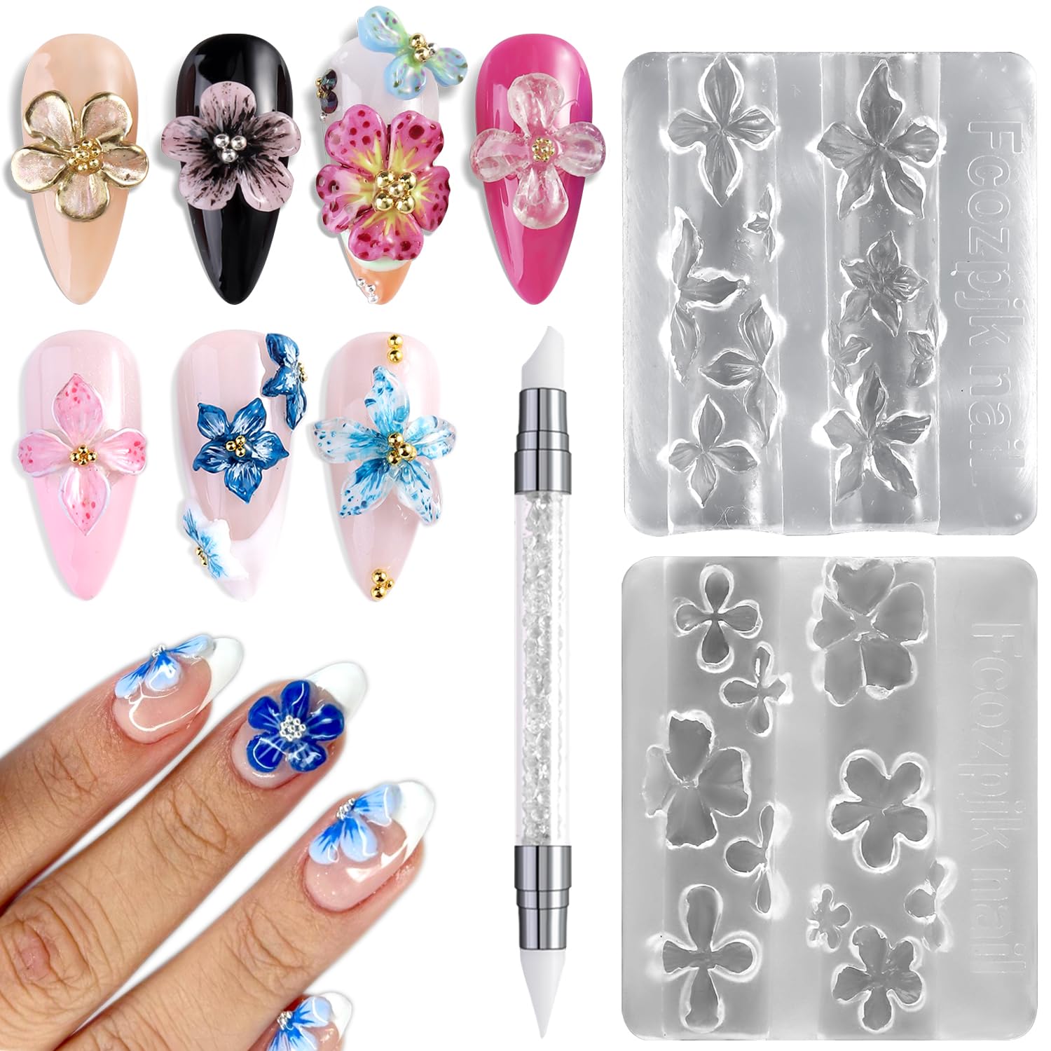 3D Silicone Flower Nail Carvin - Nail Art Stamping Kit 评论和价格