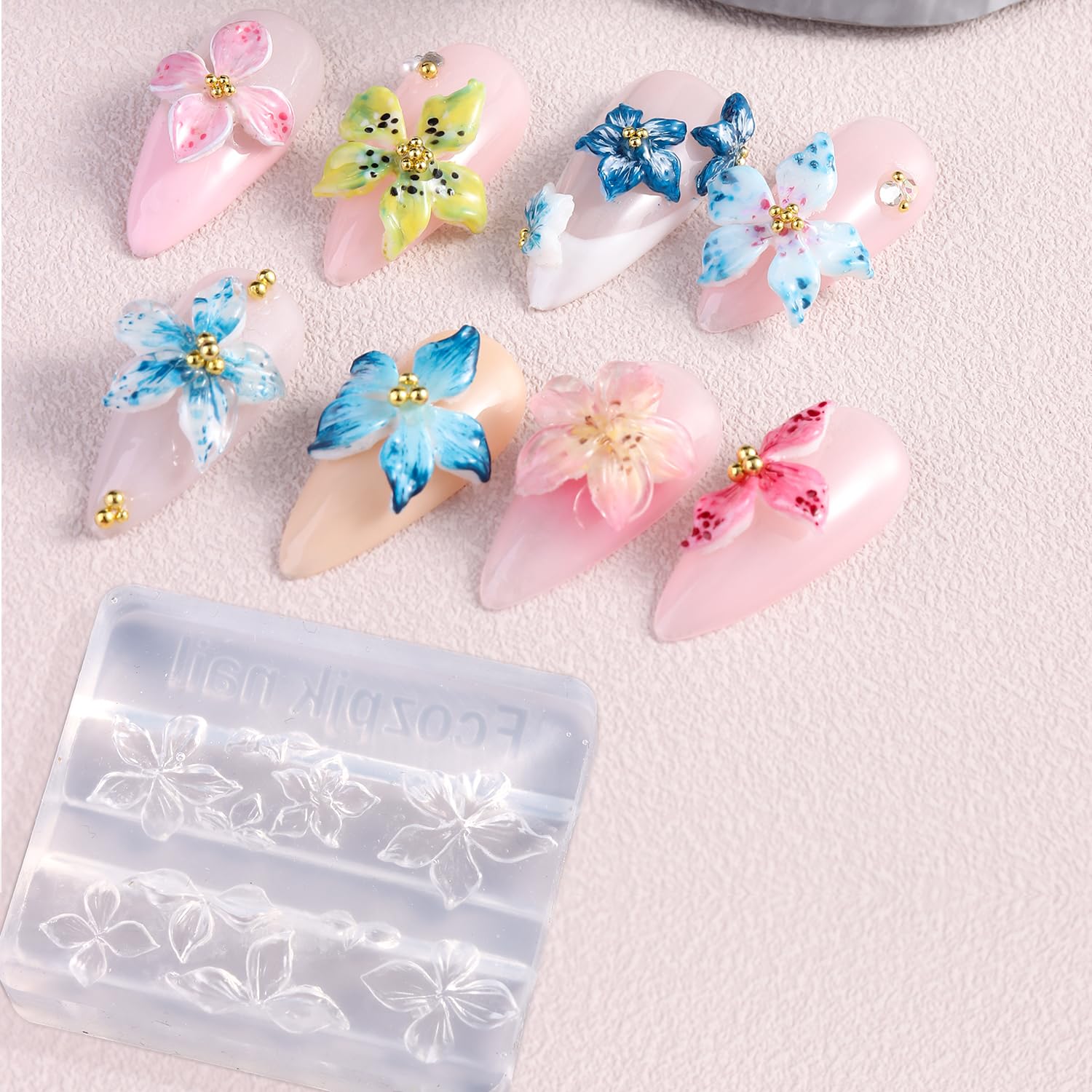 3D Silicone Flower Nail Carvin - Nail Art Stamping Kit 评论和价格