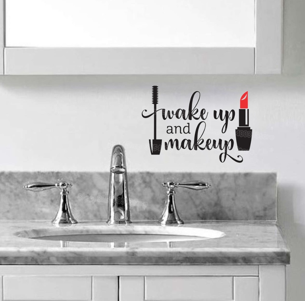 Wake Up and Makeup Vinyl Wall  - Beauty Makeup For Girl 评论和价格