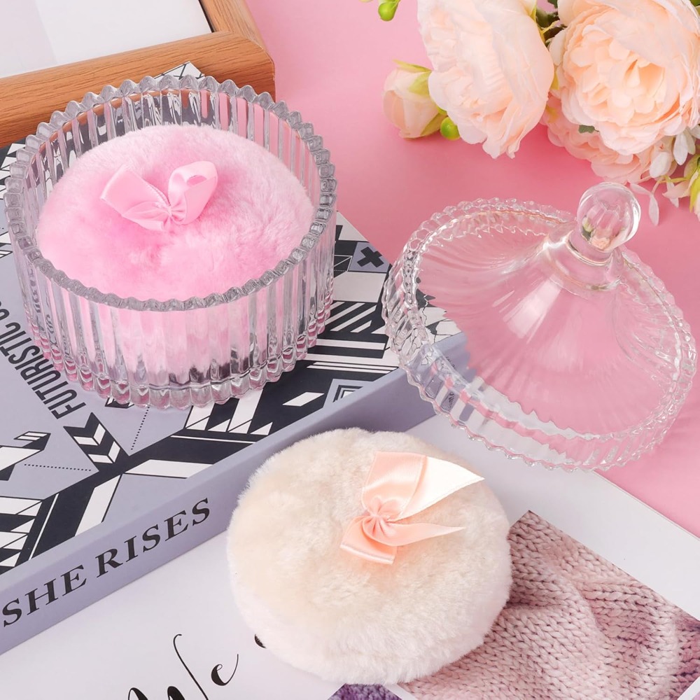 Powder Puff with Glass Storage - Beauty Makeup Gift Sets 评论和价格
