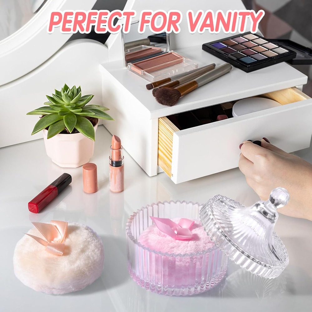 Powder Puff with Glass Storage - Beauty Makeup Gift Sets 评论和价格