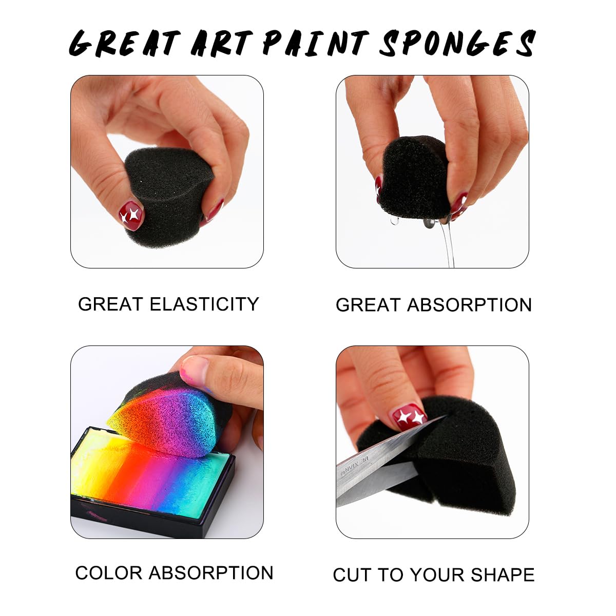 10Pcs Black Petal Face Paintin - Cosmetic Sponge 评论和价格